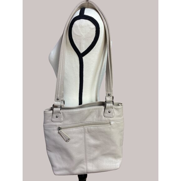 Stone Mountain Leather Shoulder Bag With Multiple Zippers & Pockets Pebbled Fini - Picture 7 of 7